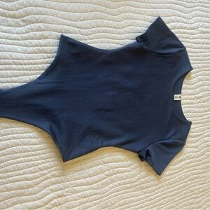 Navy Blue Ribbed Women's bodysuit